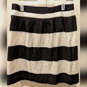 Ann Taylor Loft Elegant Black and White Striped Linen Full Skirt